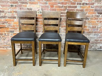 Three Plank Stools Black Faux Leather