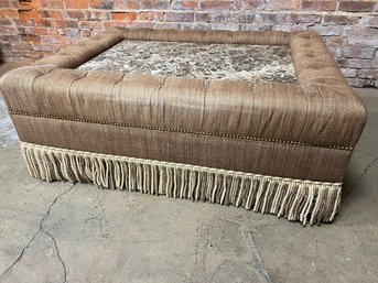 Designer Marble Top Tufted Coffee Cocktail Table Ottoman - VERY HEAVY