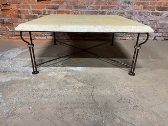 Marble Top And Wrought Iron Legs Coffee Table