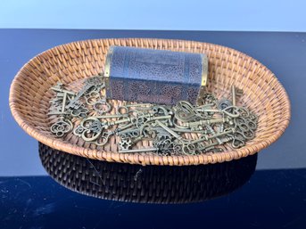 Decorative Keys And Small Vintage Bank From The Prudential Insurance Co