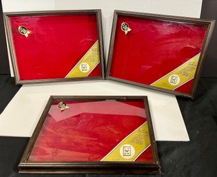 Lot Of 3  Collectors Wall Display Cases  For Knives  Momentos  Small Collectibles  Pins Medals Etc