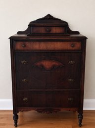 Antique 1880's Walnut & Cherry Wood Accent Chest Of Drawers On Casters
