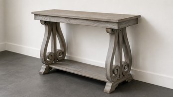 Grey Console Table With Scrolled Sides