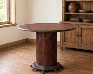 Vintage Wood Embossed Table By The J.H. Matley Co. In Worcester, Massachusetts