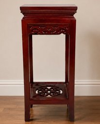 Small Asian Pedestal Table With Marble Too