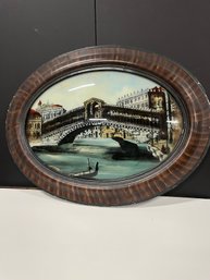 Reverse Painting On Glass In Convex Frame