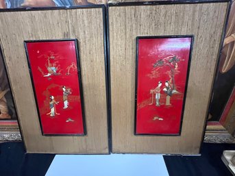 Oriental  Vintage Wall Hangings  Pr With Semi Precious Stone