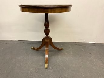 True Grand Rapids Certified Round Wooden Table With Pedestal Base And Brass Claw Feet