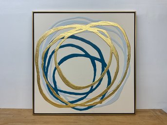 Large Abstract Rings In Turquoise  Art  40x40