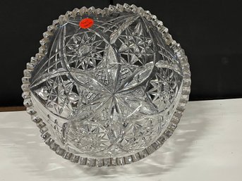 Hawkes Signed Cut Glass Bowl  Few Nicked Teeth   Still A Great Pc