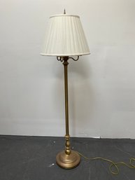 Tall Brass Floor Lamp  W White Pleated Shade