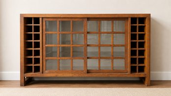 Two Door Mahogany Wood Server Sideboard Buffet And Wine Rack