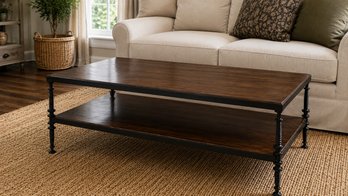 Heavy Solid Madison Industrial Coffee Table Twisted Wrought Iron Legs - VERY HEAVY!