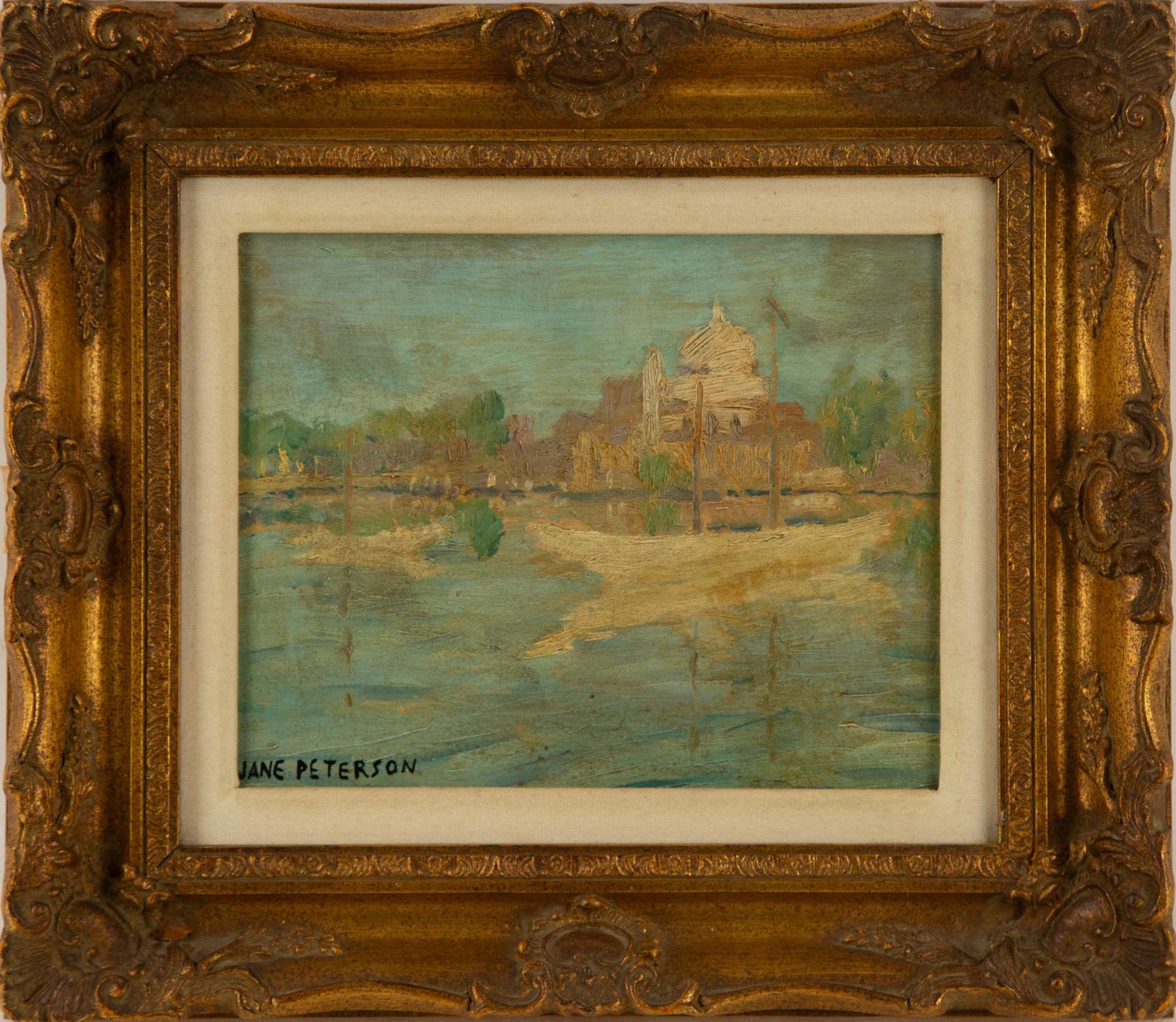 Jane Peterson ( American, 1876 - 1965 ) Waterscape Oil On Board #13059 ...