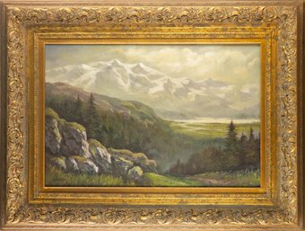 Landscape Oil On Canvas Signed A Bierstadt