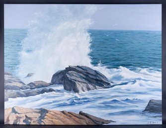 Fine Art Seascape Original Oil Painting By Artist Jiangdong Li 'Ocean'