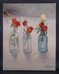 Artist Suli Hu Still Life Floral Original Oil Painting 'Roses'