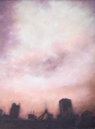 'Dusk At City' Original Oil Painting By Artist Yaozu Qu