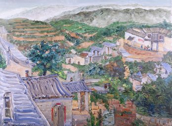 Impressionist Oil Painting By Artist Jingjing Wang 'Village Scene'