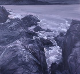 Modernist Original Oil By Artist Biguo Yao 'Black Rock 2'