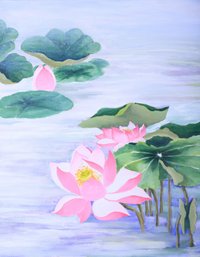 Figurative Floral Original Oil By Artist Bo Song 'Lotus'