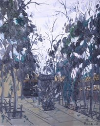 Plein Air Original Oil By Artist Jiabang Kang 'Ancient Temple'