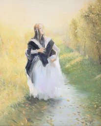 Impressionist Original Oil By Artist Guoqiang Ning 'Lady Portrait'