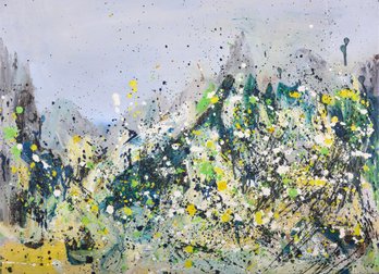Abstract Original Oil By Artist Xu Dong 'Grain Rain'