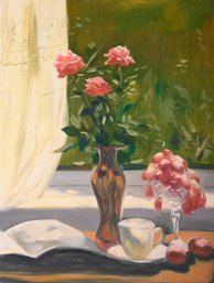 Original Impressionist Oil By Artist Dongxing Huang 'Windowsill'