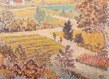 Post-Impressionist Original Oil By Li Zhu 'Landscape 9'