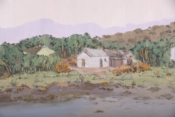 Plein Air Original Oil By Artist Huayi Wang 'Village Scene 4'