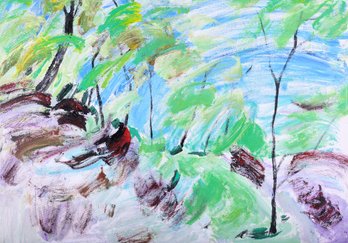 Yu Mingguang Modernist Original Oil Painting 'Landscape 70'
