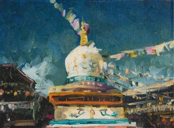 Zhu Xun Impressionist Original Oil  'Ancient City Series 2'