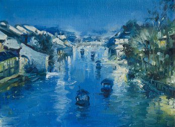 Zhu Xun Impressionist Original Oil 'Ancient City Series 20'