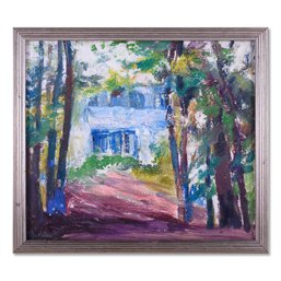 Vintage Post-Impressionist OIl On Masonite 'Path'