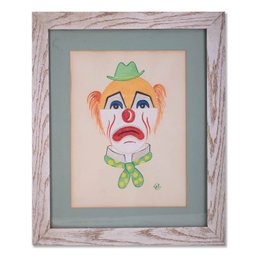 Vintage Cartoon Watercolor On Paper 'Clown '