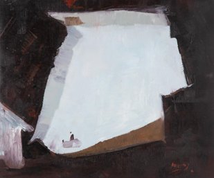 Abstract Original Oil On Canvas 'White And Black'