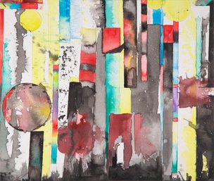 Abstract Original Oil On Canvas 'Colorful Landscape'