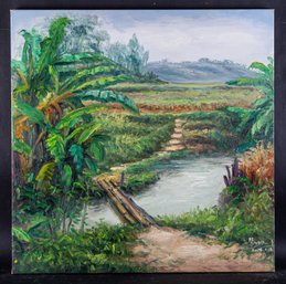 Abstract Original Oil On Canvas 'Stream View'