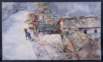 Modernist Original Oil Painting 'Neighbor View'