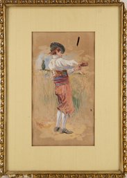 Portrait Watercolor Vrhc Handlee 92'Boy Stand In Grassland'