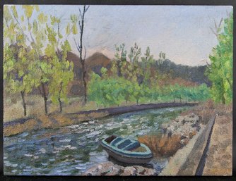 Landscape Original Oil Painting By Artist Yan Wang 'The River'