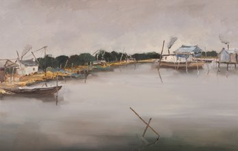 HuaYi Wang Landscape Original Oil Painting 'Lake View'