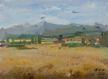 ShaoFei Xie Landscape Original Oil On Canvas 'Wheat Yellow Season'