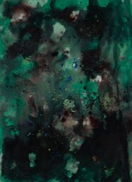 Chong Liu Abstract Original Oil On Canvas 'The Beginning Of Nature-Green In Black'