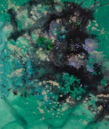 Chong Liu Abstract Original Oil On Canvas 'Black And Green'