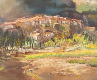 Impressionist Original Oil Painting 'Pinghu Village'