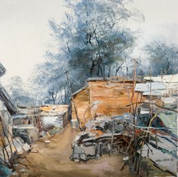 QingLiang Wang Landscape Original Oil Painting 'Path After Rain'