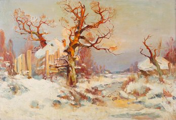 Impressionist Original Oil On Canvas 'Warm Winter'