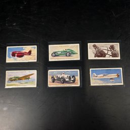 Imperial Tobacco Cigarette Airplane & Antique Race Car Cards - Lot Of 6